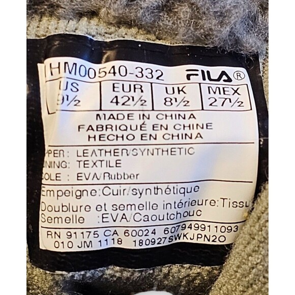 FILA Disruptor Comfy Shearling Boot Olive Green Leather Fur 9.5 Mens - Picture 9 of 16